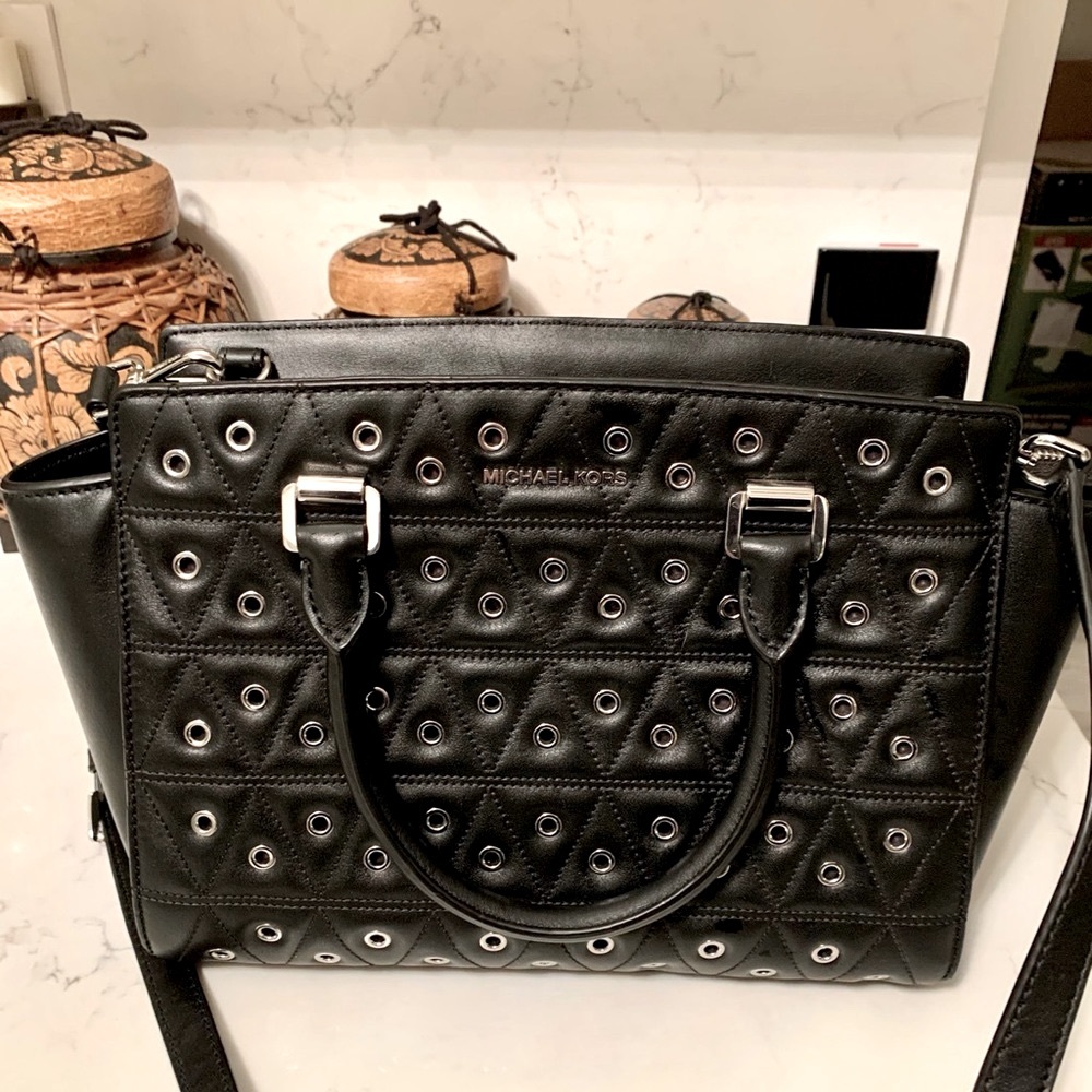 Black Michael Kors purse with silver embellishment
